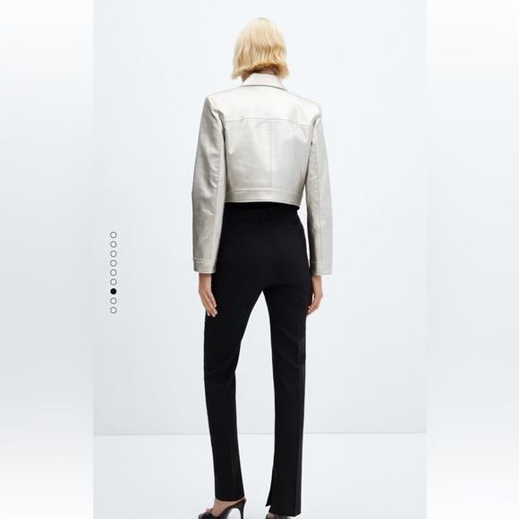 Mango MNG NWT Metallic cropped jacket silver leather size small - Picture 3 of 9